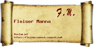 Fleiser Manna névjegykártya